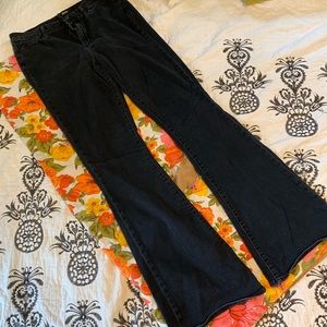 Paige extra long flare black denim
